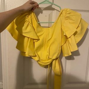 pretty yellow blouse with tie back